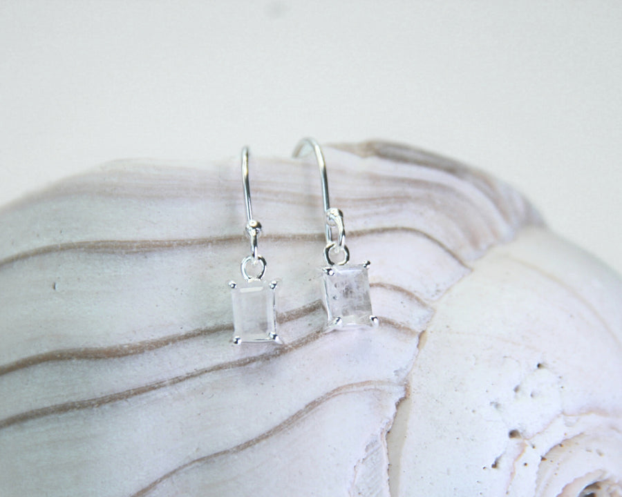 Embodied Radiance Earrings in Rainbow Moonstone + Sterling Silver