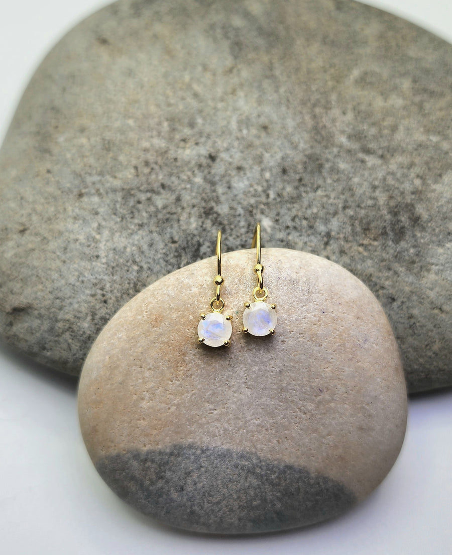 Divine Embodiment Rainbow Moonstone Earrings 14K Gold Vermeil