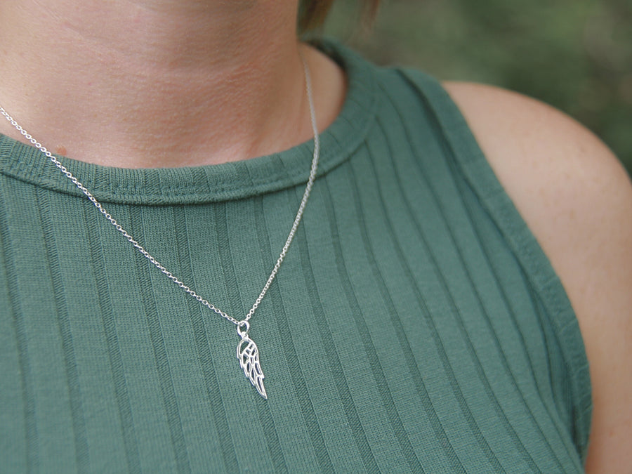 Angel Wing Necklace Sterling Silver