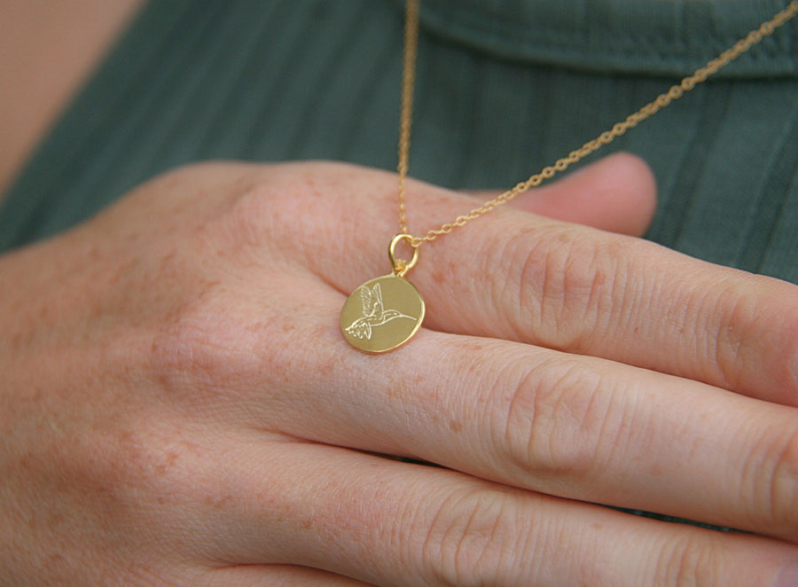 Hummingbird Necklace in Gold