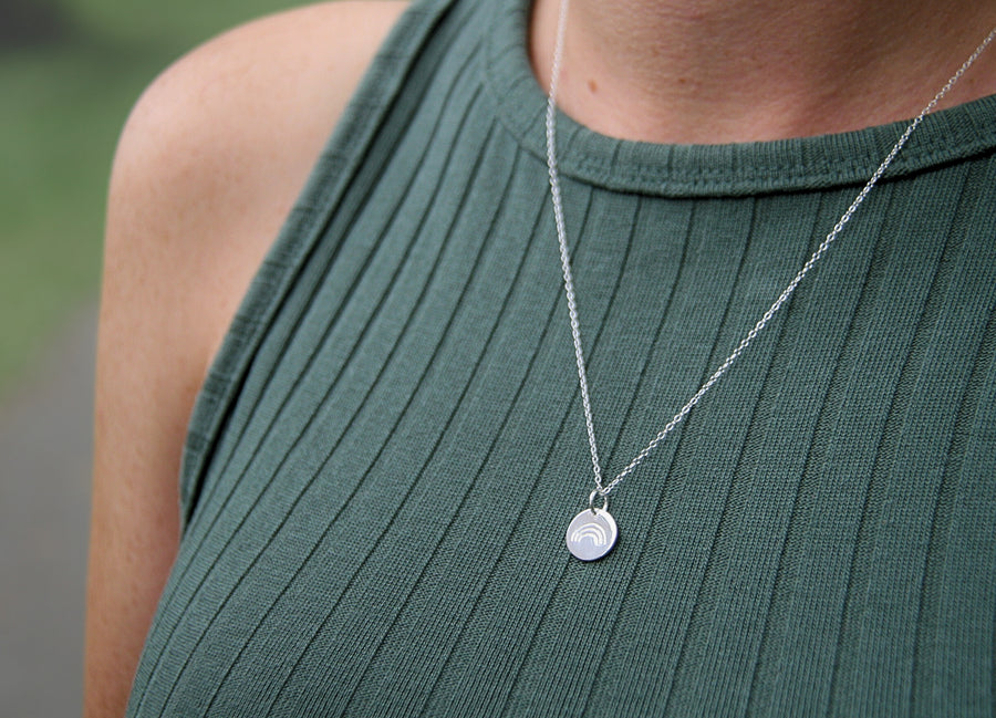 Rainbow Coin Necklace Sterling Silver