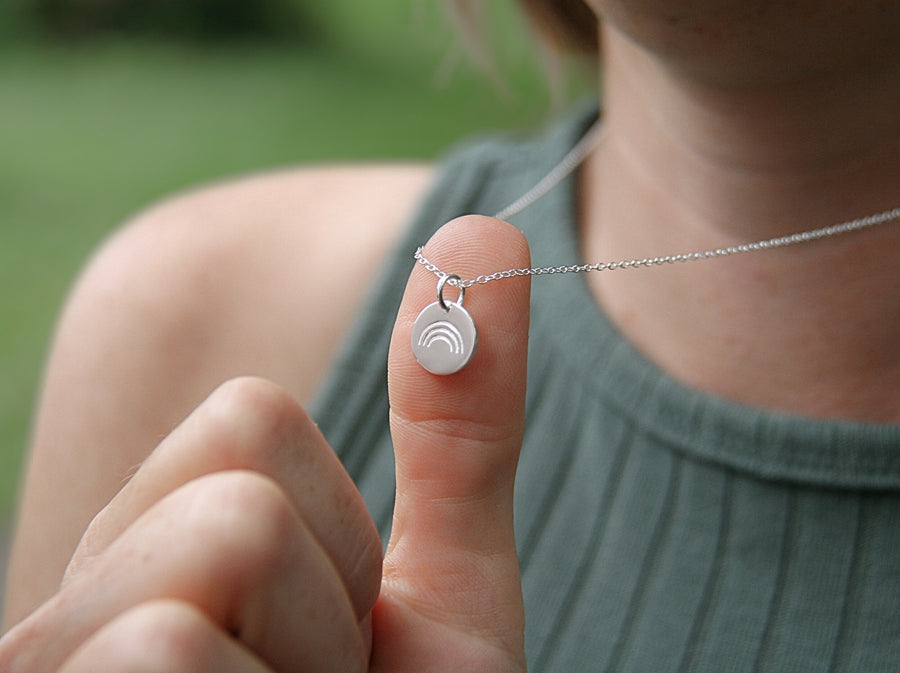 Rainbow Coin Necklace Sterling Silver