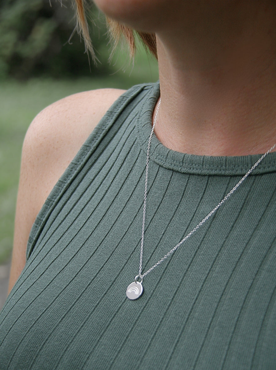 Rainbow Coin Necklace Sterling Silver