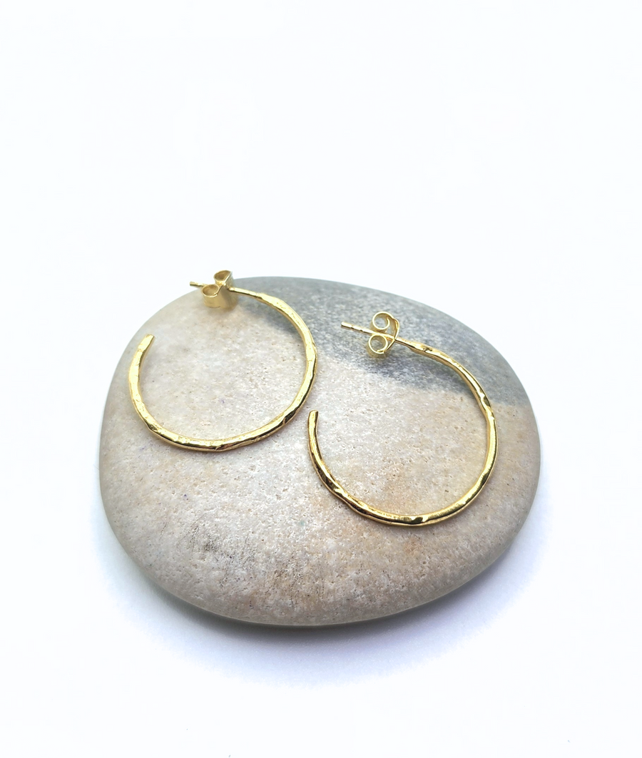 Textured Hoops 14k Gold Vermeil