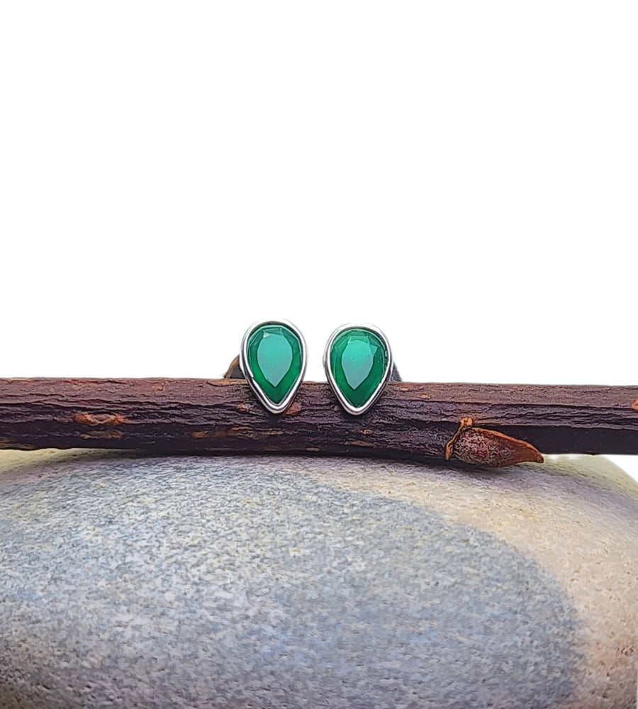 Boost Earrings in Green Onyx + Sterling Silver