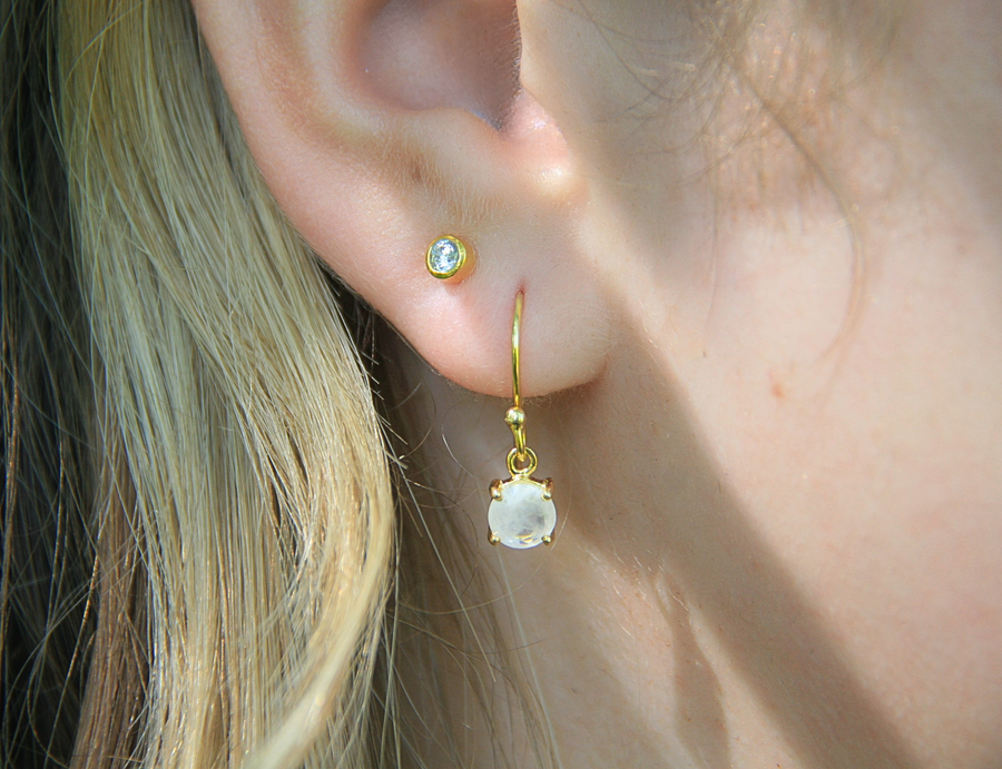 Awake Earrings in Cubic Zirconia + Gold