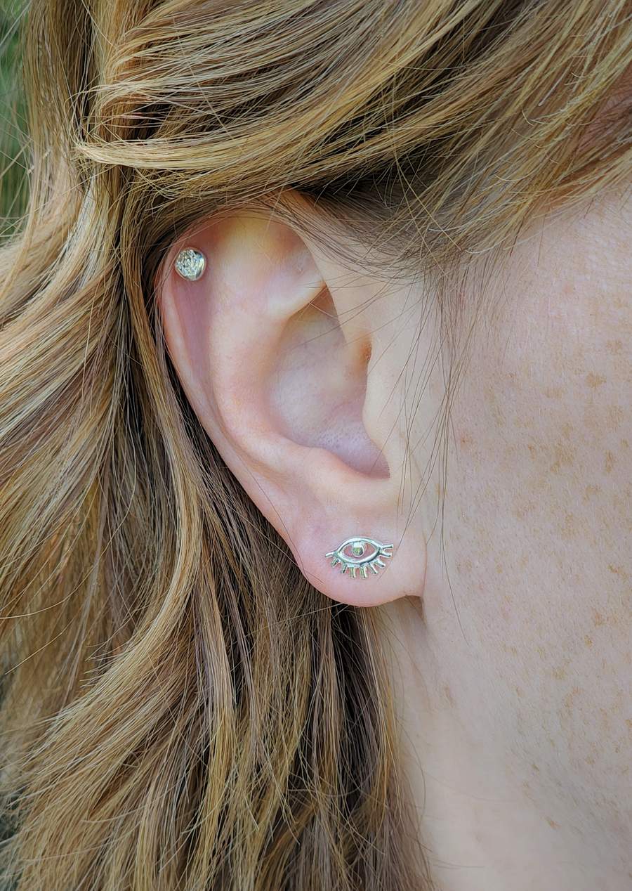 Evil Eye Earrings in Sterling Silver