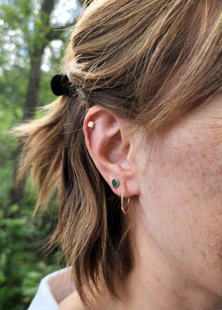 Boost Earrings in Green Onyx + Gold