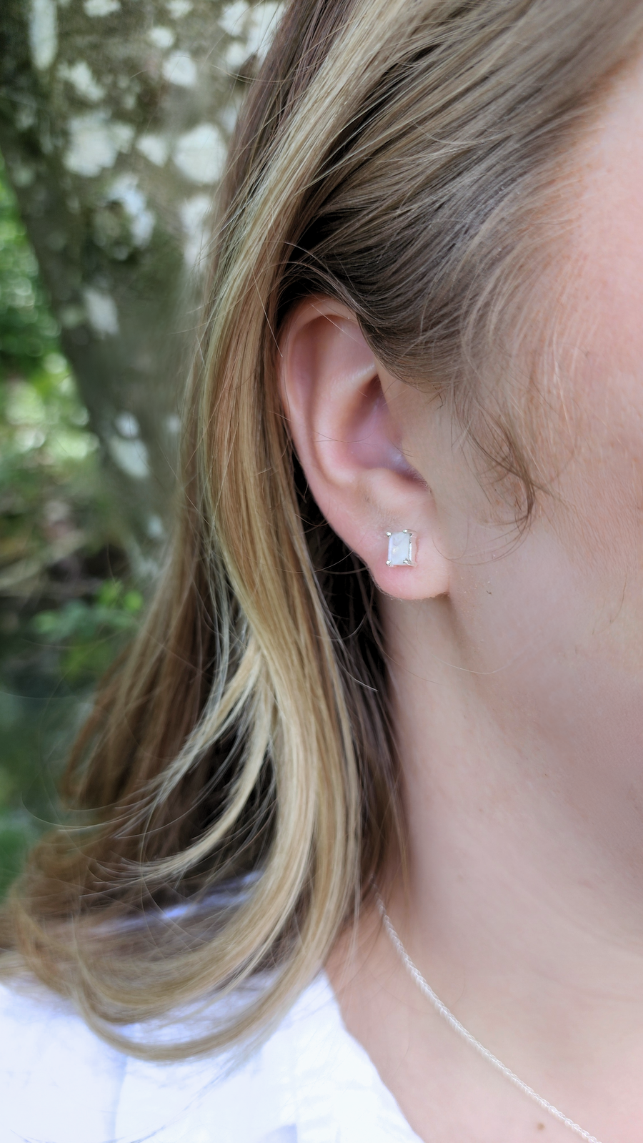 Divinely Feminine Rainbow Moonstone Studs Sterling Silver