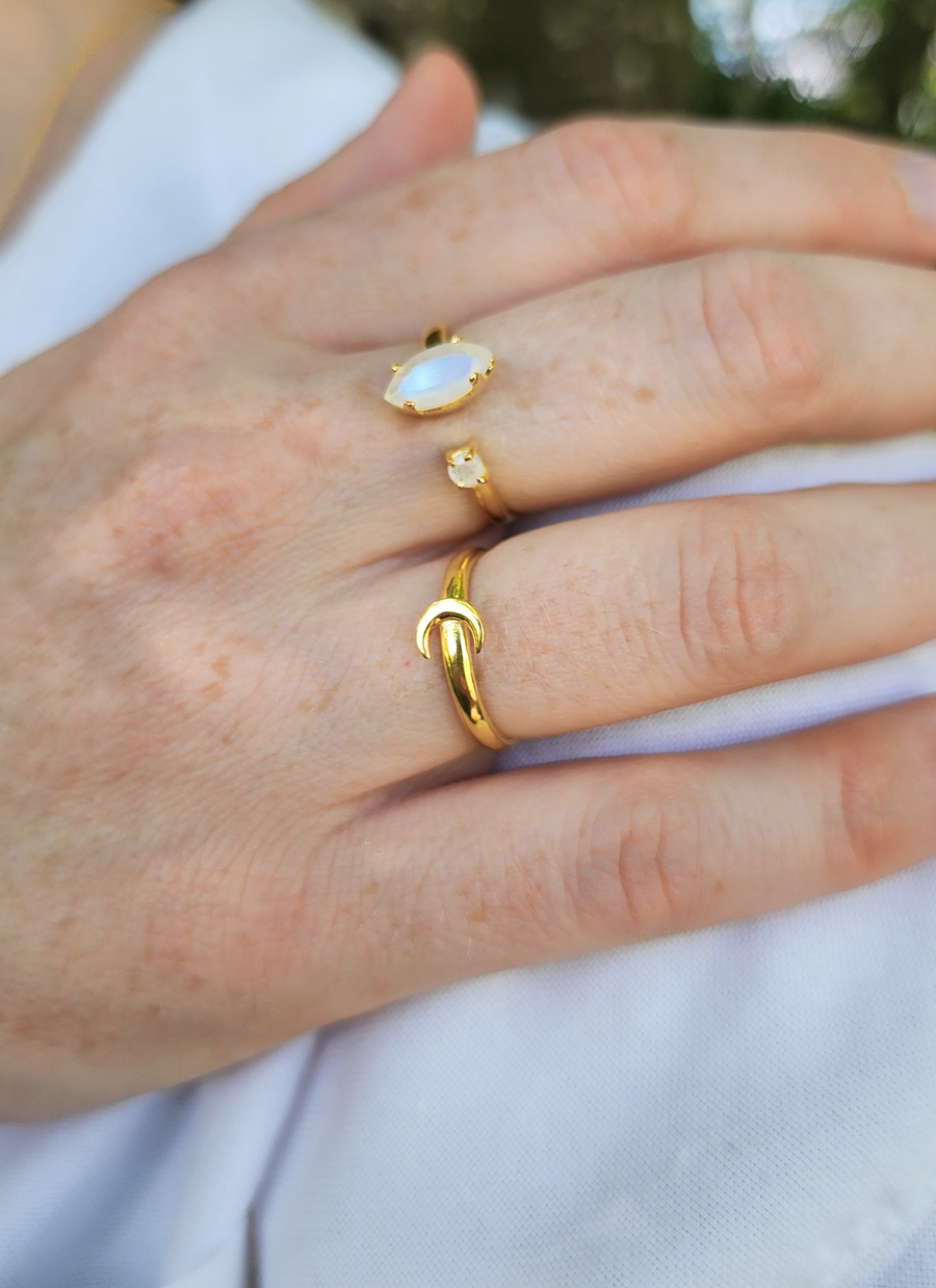 Rise Ring Rainbow Moonstone 14K Gold Vermeil