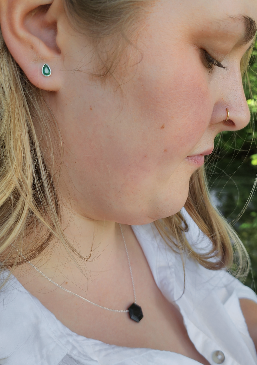 Green Onyx Comfort Stud Earrings Sterling Silver