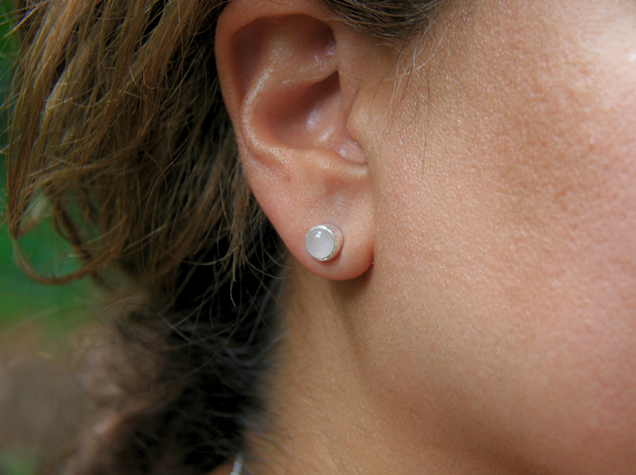 Nurture Earrings in Rose Quartz + Sterling Silver