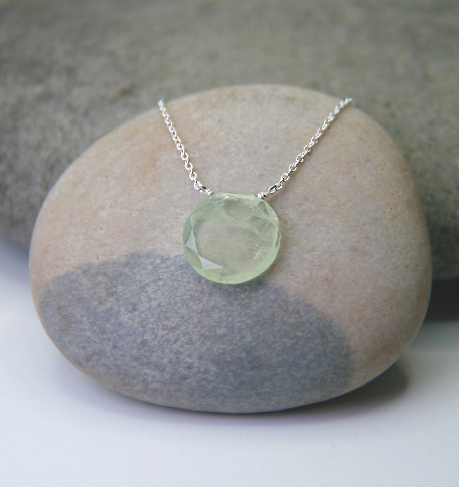 Trust Yourself Neckalce in Prehnite Circle + Sterling Silver