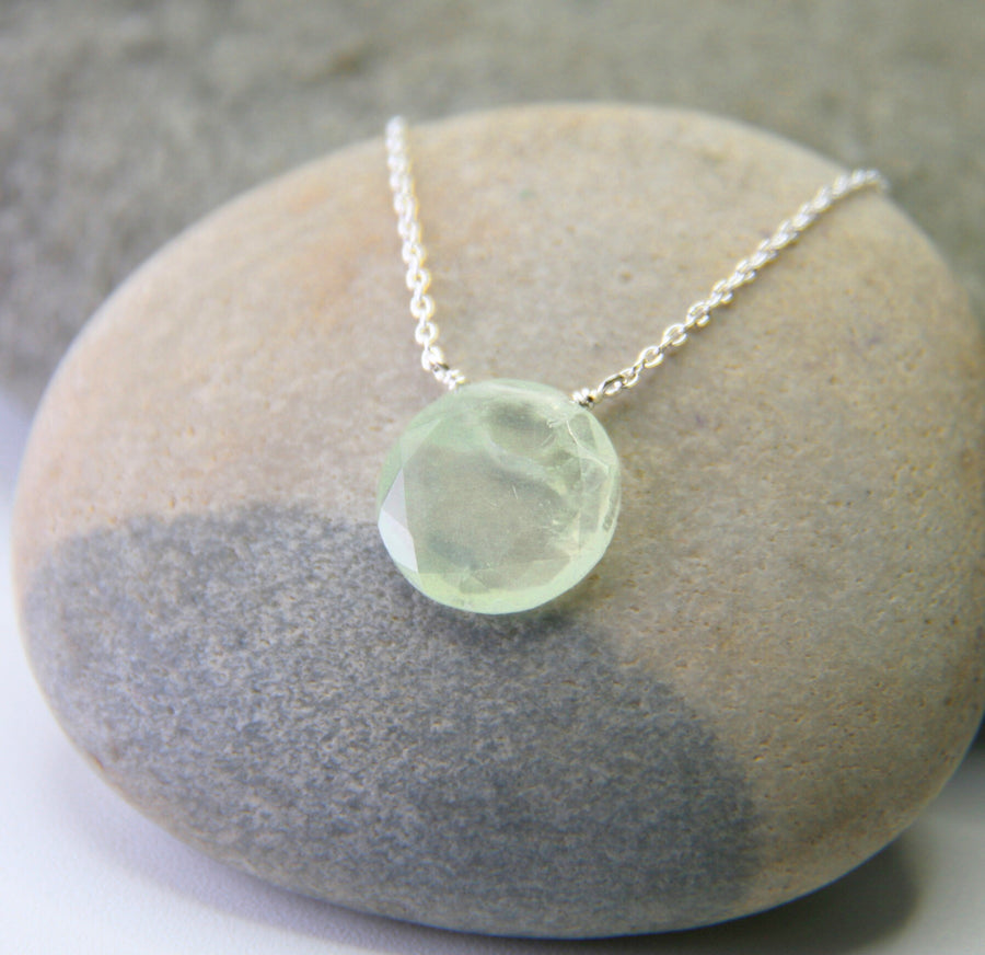 Trust Yourself Neckalce in Prehnite Circle + Sterling Silver