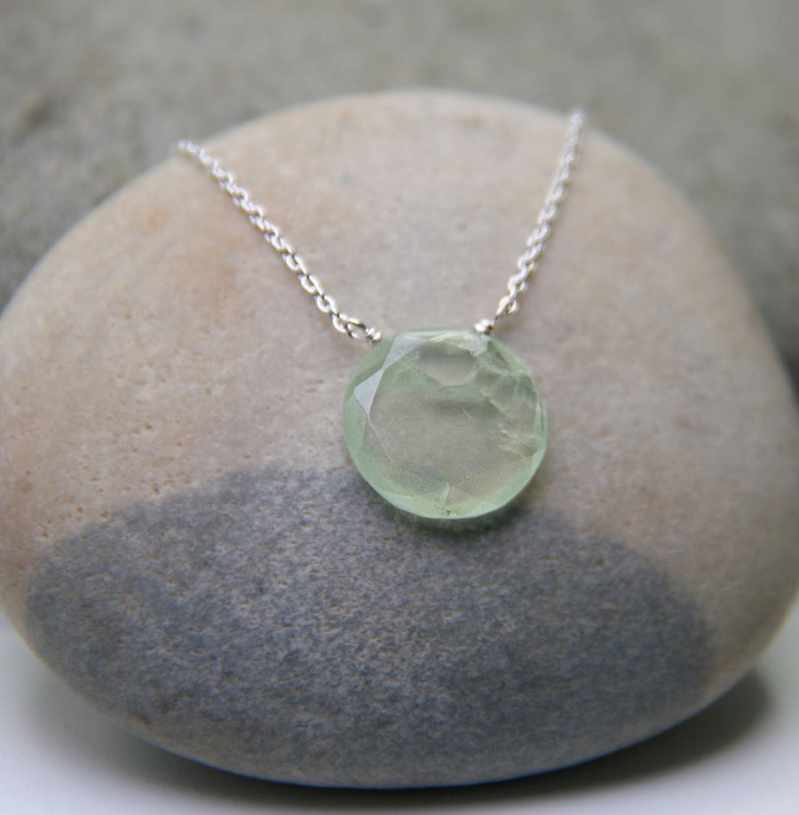 Trust Yourself Neckalce in Prehnite Circle + Sterling Silver