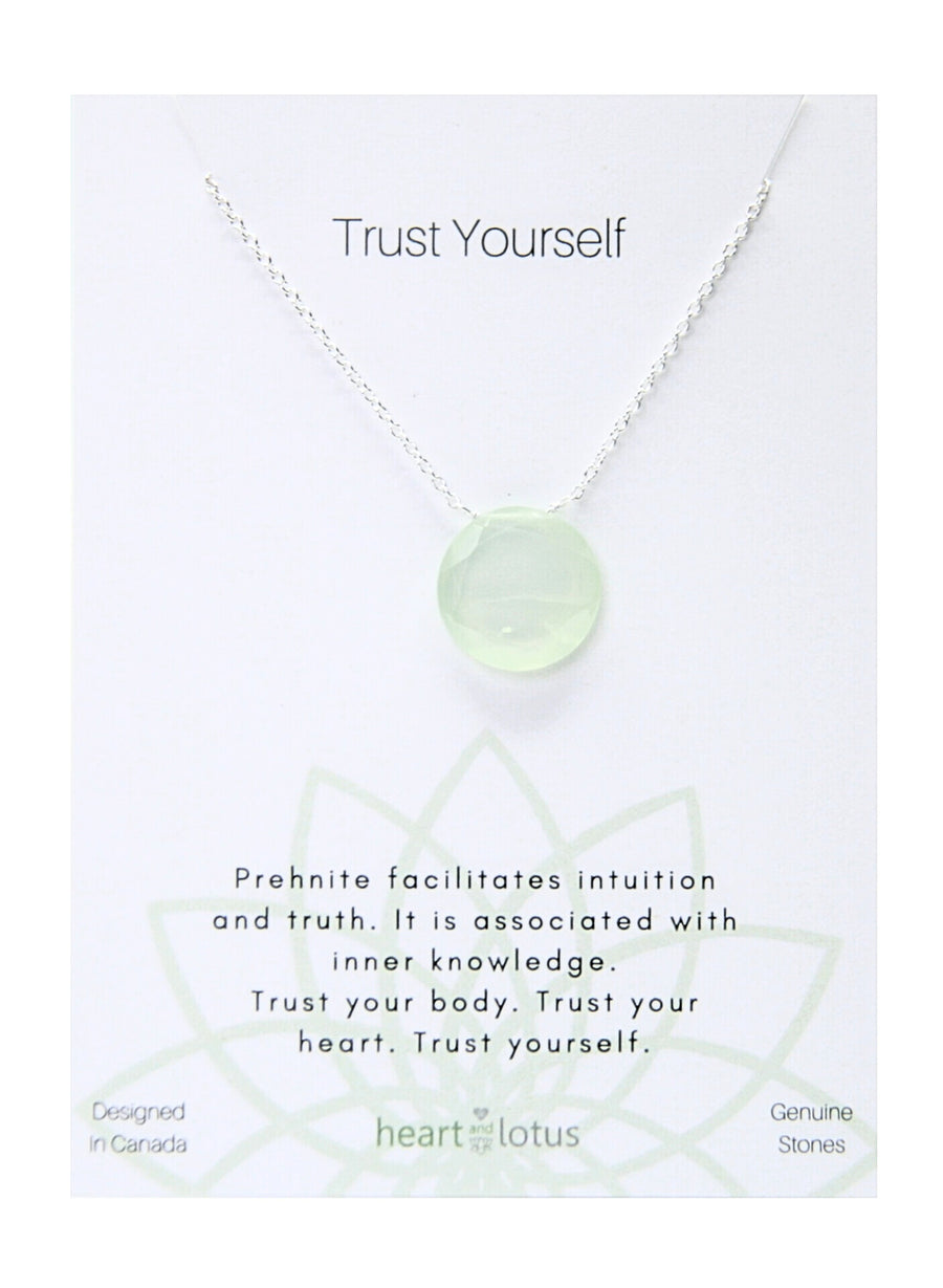 Trust Yourself Neckalce in Prehnite Circle + Sterling Silver