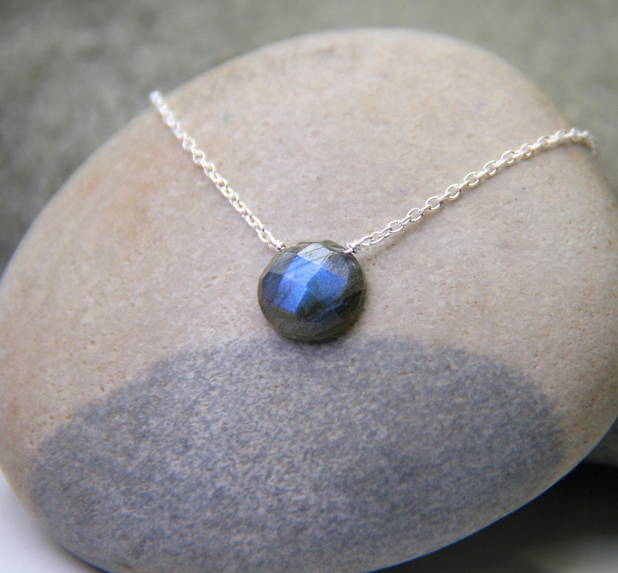 You are Enough Necklace in Labradorite Small Circle + Sterling Silver