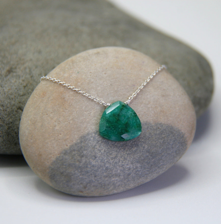 Abundance Necklace in Emerald Triangle + Sterling Silver