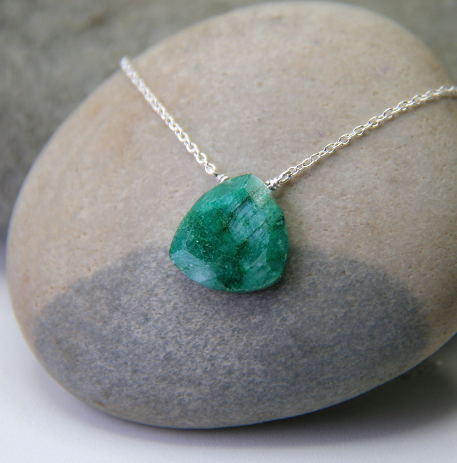 Abundance Necklace in Emerald Triangle + Sterling Silver