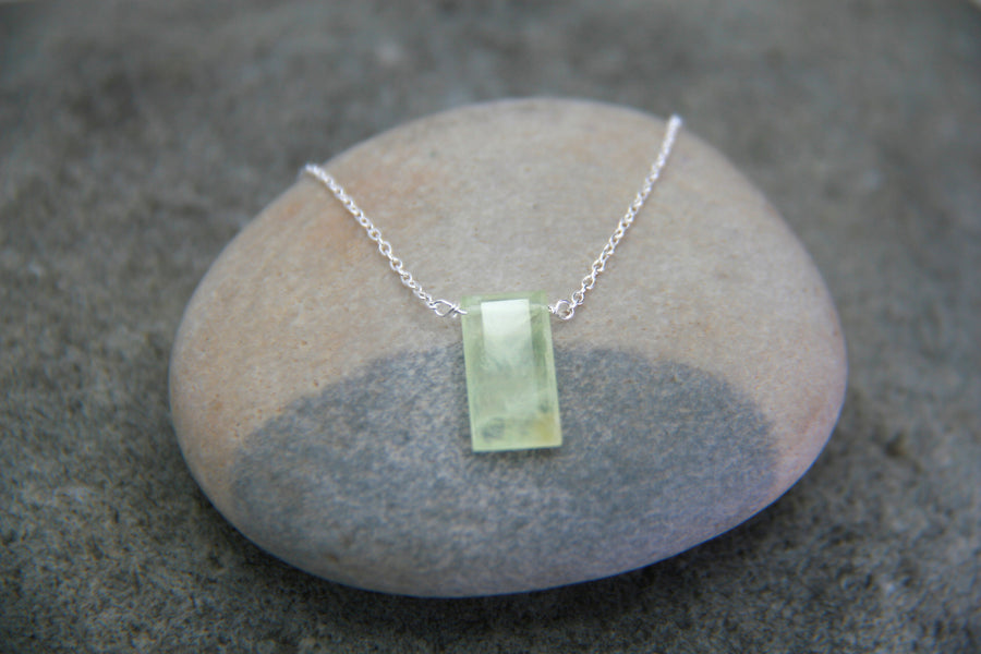 Trust Yourself Neckalce in Prehnite Rectangle + Sterling Silver