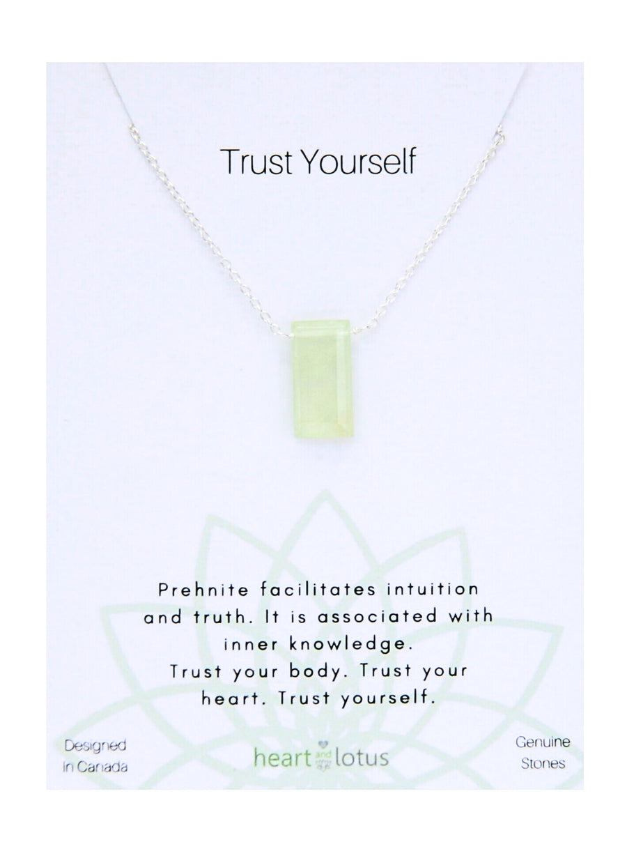 Trust Yourself Neckalce in Prehnite Rectangle + Sterling Silver