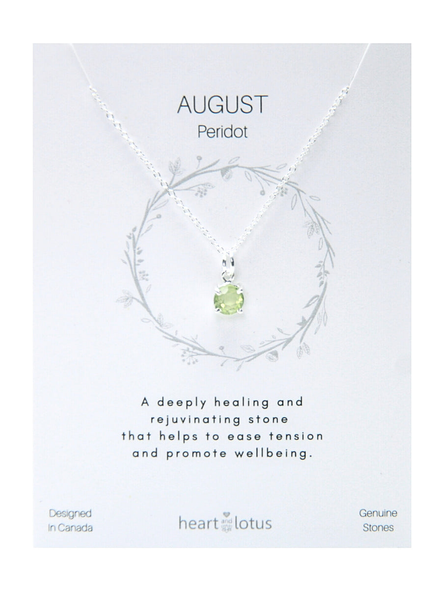 AUGUST Birthstone Necklace in Peridot + Sterling Silver