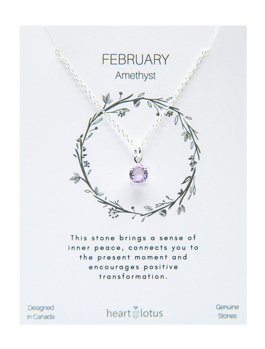 FEBRUARY Birthstone Necklace in Amethyst + Sterling Silver