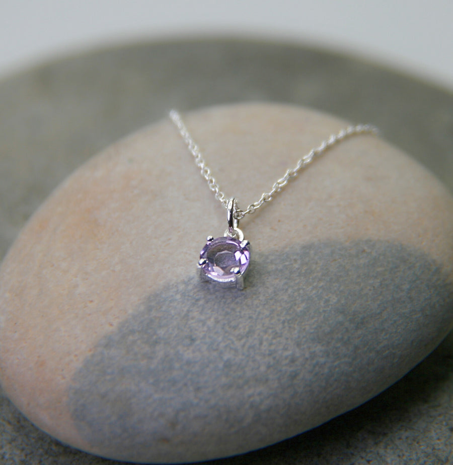 FEBRUARY Birthstone Necklace in Amethyst + Sterling Silver