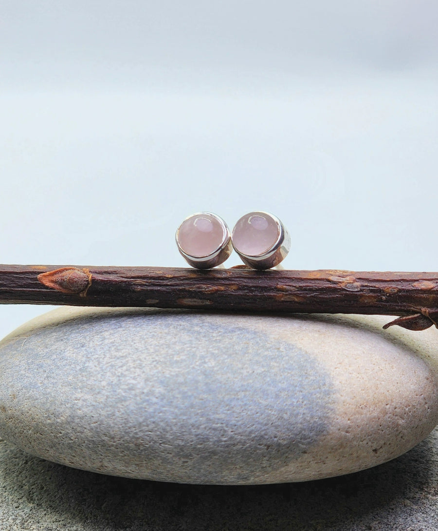 Nurture Rose Quartz Stud Earrings Sterling Silver