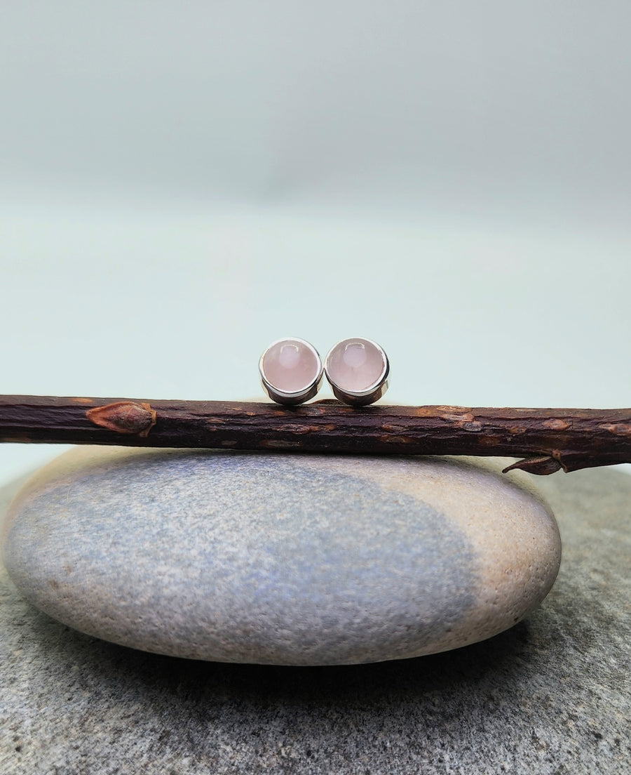 Nurture Rose Quartz Stud Earrings Sterling Silver