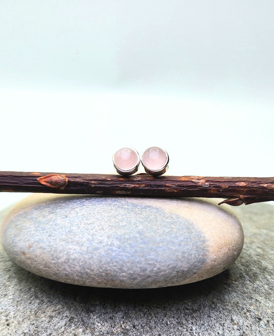 Nurture Earrings in Rose Quartz + Sterling Silver