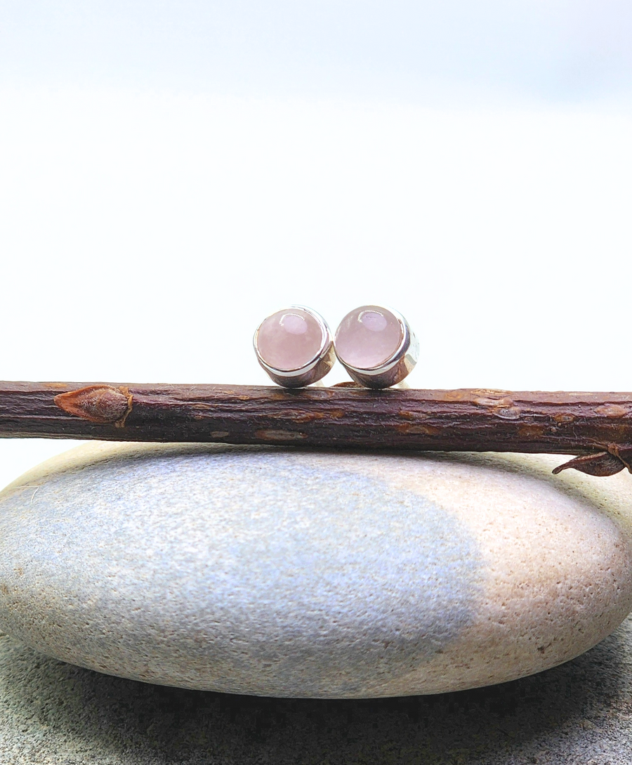 Nurture Earrings in Rose Quartz + Sterling Silver