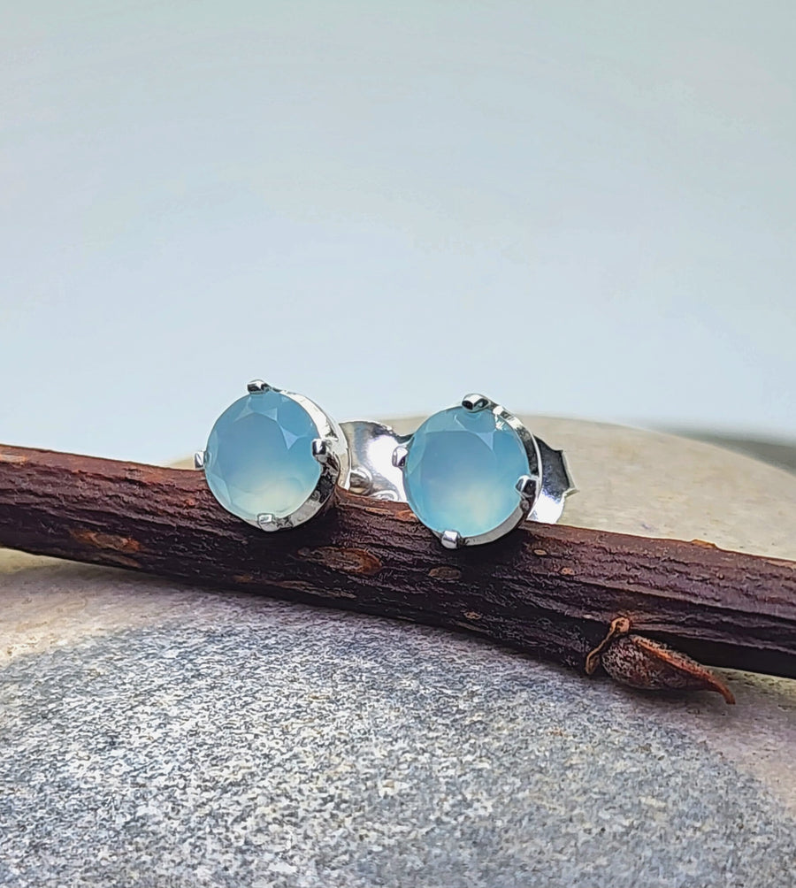 Ease Rainbow Moonstone Stud Earrings 14K Gold Vermeil