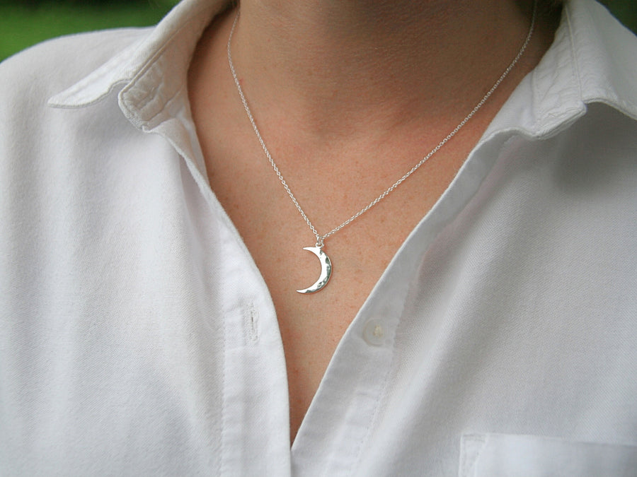 Crescent Moon Necklace in Sterling Silver