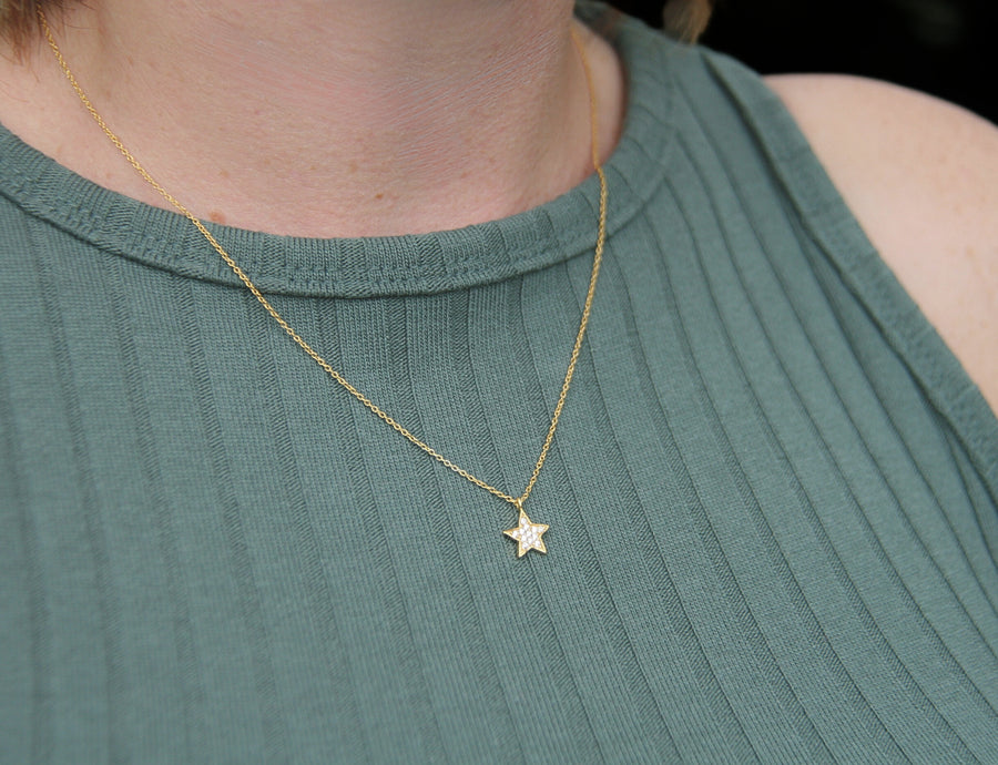 Shining Star Necklace in Cubic Zirconia + Gold