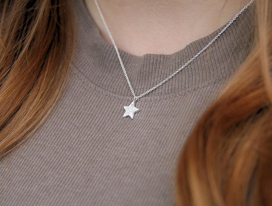 Shining Star Necklace in Cubic Zirconia + Sterling Silver