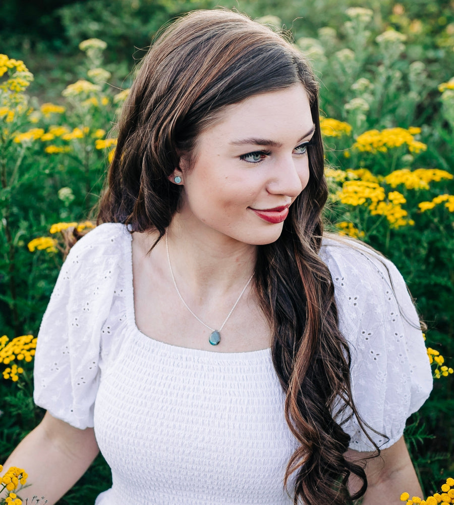 Follow Your Passion Necklace in Ruby Teardrop + Sterling Silver